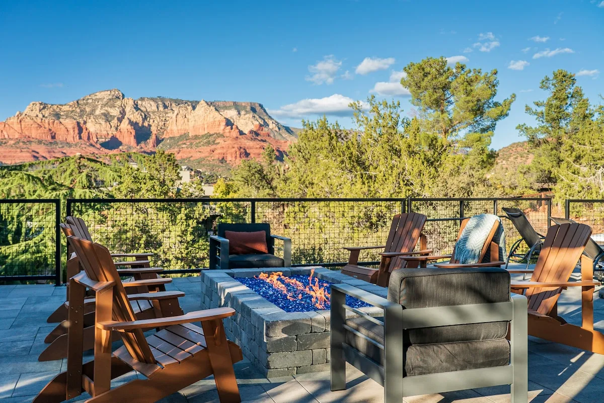Look at the Red Rock views from this massive gas firepit.